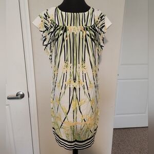 Roberto Cavalli Black, White, and Yellow Midi Dress